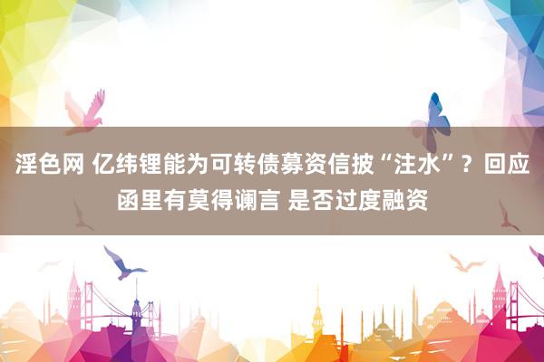 淫色网 亿纬锂能为可转债募资信披“注水”？回应函里有莫得谰言 是否过度融资