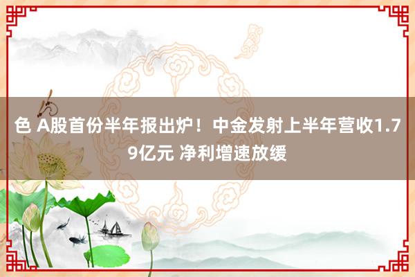 色 A股首份半年报出炉！中金发射上半年营收1.79亿元 净利增速放缓