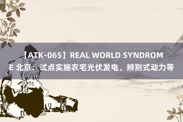 【ATK-065】REAL WORLD SYNDROME 北京：试点实施农宅光伏发电、辨别式动力等