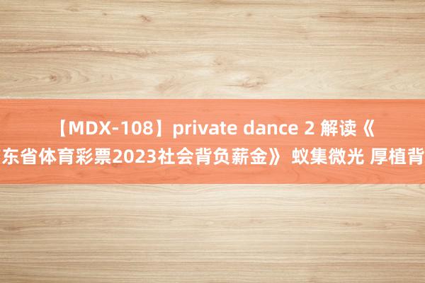 【MDX-108】private dance 2 解读《广东省体育彩票2023社会背负薪金》 蚁集微光 厚植背负