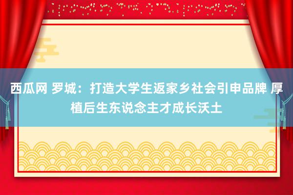 西瓜网 罗城：打造大学生返家乡社会引申品牌 厚植后生东说念主才成长沃土