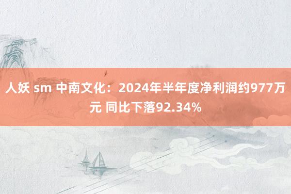 人妖 sm 中南文化：2024年半年度净利润约977万元 同比下落92.34%