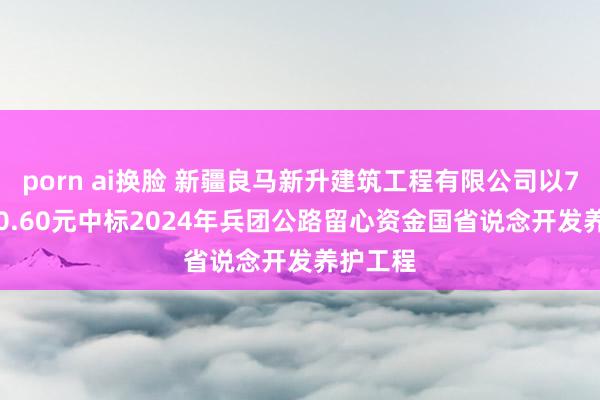 porn ai换脸 新疆良马新升建筑工程有限公司以7539070.60元中标2024年兵团公路留心资金国省说念开发养护工程